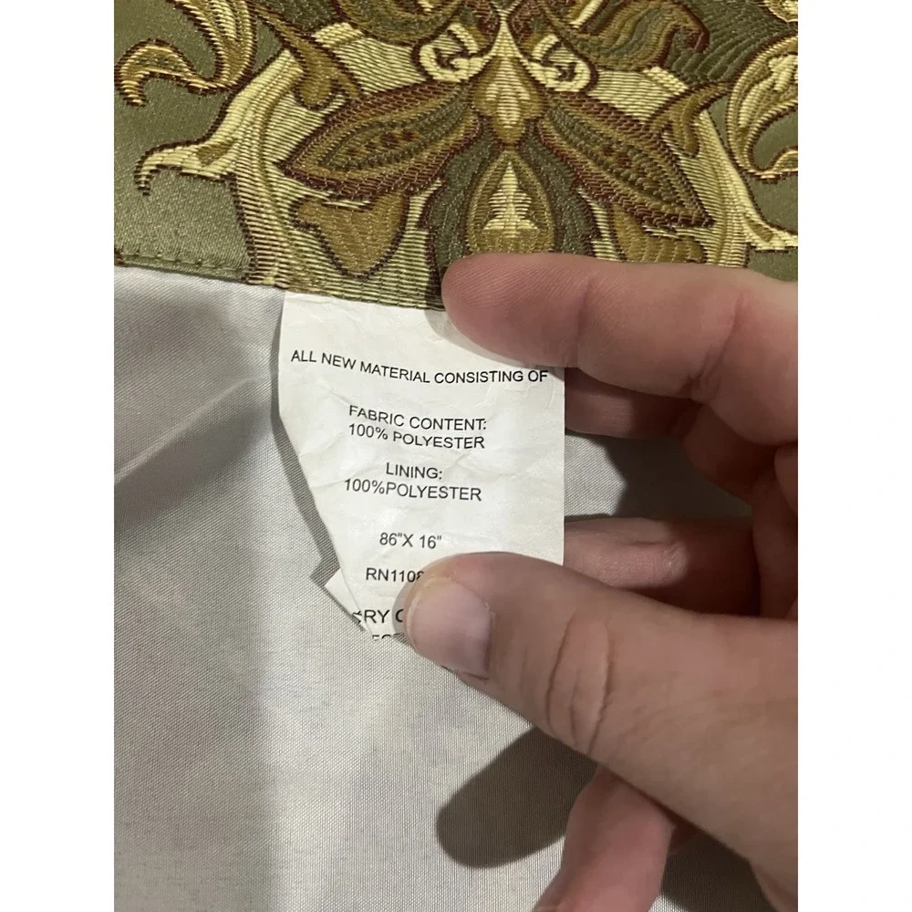 American‎ Century Home Valance Green Gold Damask Jacquard 86x18